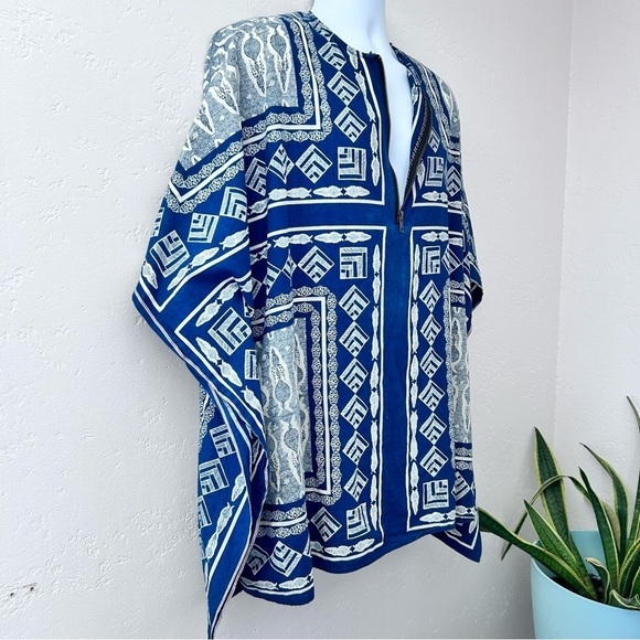 BILLY REID Mens Tribal Print Oversized Poncho Shirt S Resort Wear - Picture 5 of 13